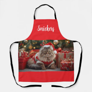Merry Maine Coon Cat Christmas Personalised Apron