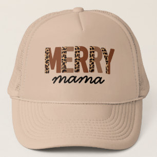 "Merry Mama" Modern Color Block Leopard Boho Trucker Hat