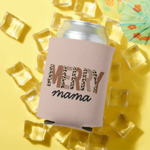"Merry Mama" Modern Colour Block Leopard Boho Can Cooler