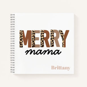 "Merry Mama" Modern Colour Block Leopard Boho Notebook