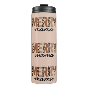 "Merry Mama" Modern Colour Block Leopard Boho Thermal Tumbler