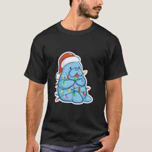 Merry Manatee Christmas Sea Cow Santa Hat Xmas T-Shirt