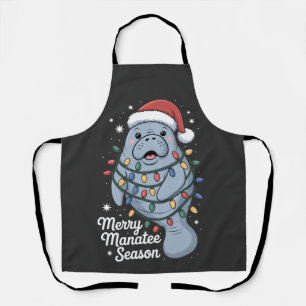 Merry Manatee Season Funny Manatee Sea Cow Mammal Apron