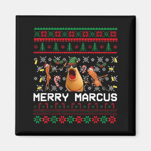 Merry Marcus Ugly Christmas Sweater Funny The Worm Magnet