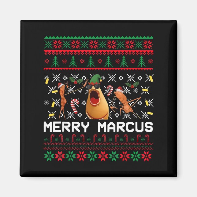 Merry Marcus Ugly Christmas Sweater Funny The Worm Magnet (Front)