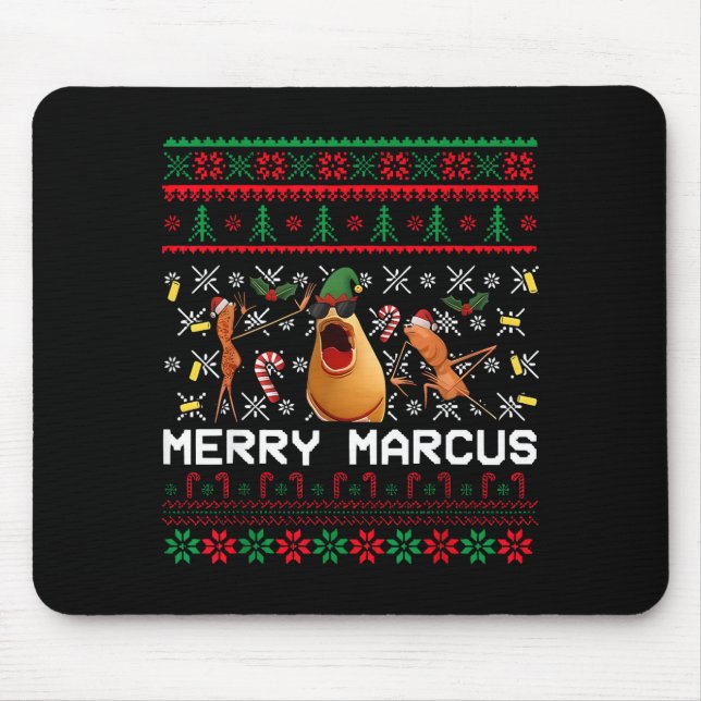 Merry Marcus Ugly Christmas Sweater Funny The Worm Mouse Mat (Front)