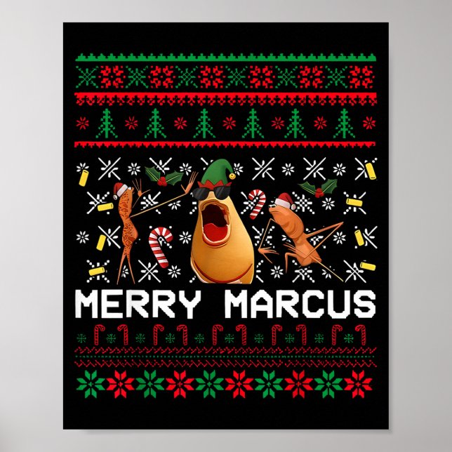 Merry Marcus Ugly Christmas Sweater Funny The Worm Poster (Front)