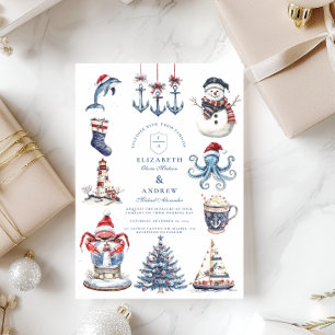 Merry Maritime Christmas Wedding  Invitation