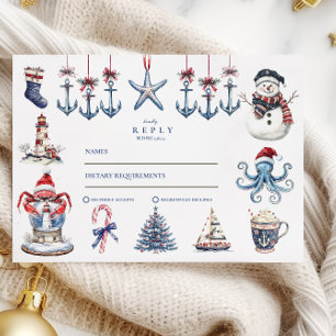 Merry Maritime Christmas Wedding RSVP Card
