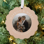 Merry Married Blush Wedding Photo Christmas Tree Decoration Card<br><div class="desc">Merry Married Blush Wedding Photo Christmas Ornament Card</div>