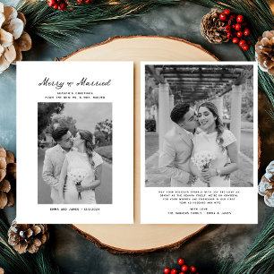 Merry & Married Bow Photo Christmas Newlyweds Holiday Card
