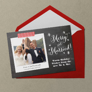 Merry & Married Chalkboard Holiday Card