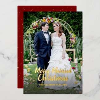 Merry Married Christmas Foil Holiday Card