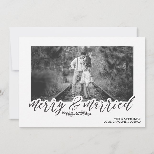 Merry & Married Christmas Photo Holiday Card (Front)
