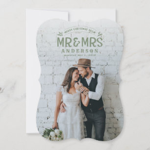 Merry & married christmas wedding photo card