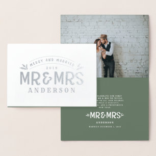 Merry & married christmas wedding photo card
