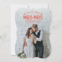 Merry & married christmas wedding photo card