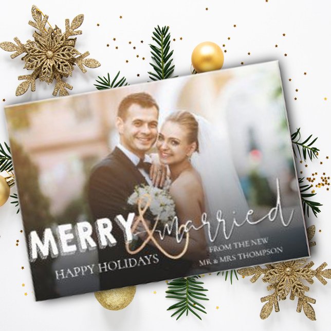Merry & Married | custom | Folded Holiday Card (Creator Uploaded)