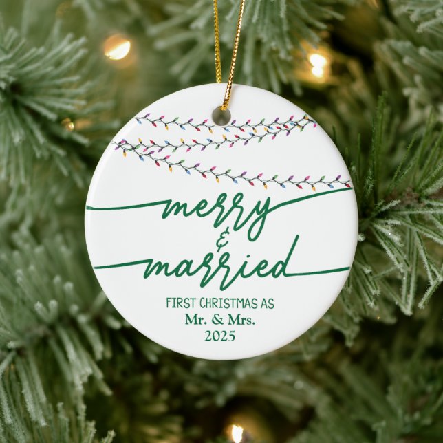 Merry & Married First Christmas As custom  Ceramic Tree Decoration (Tree)