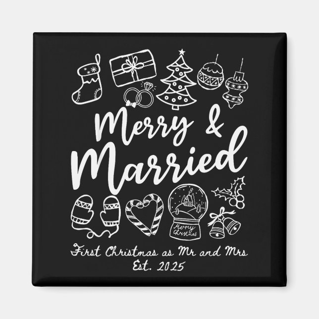 Merry Married First Christmas As Mr And Mrs 2025 N Magnet (Front)