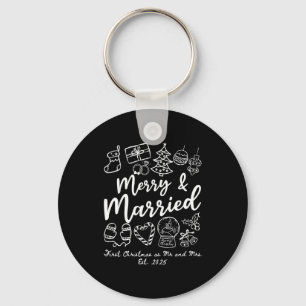 Merry Married First Christmas Mr Artwork Key Ring