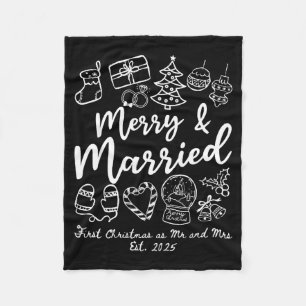 Merry Married First Christmas Mr Scripture Art Fleece Blanket