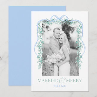 Merry & Married Grandmillenial Blue Christmas Card