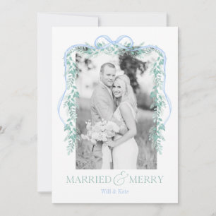 Merry & Married Grandmillenial Blue Christmas Card