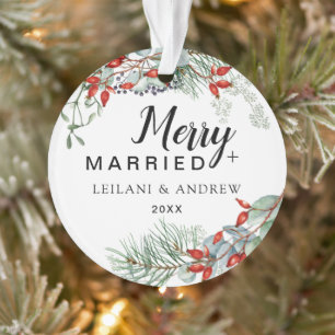 Merry Married Greenery Berry Foliage Ornament