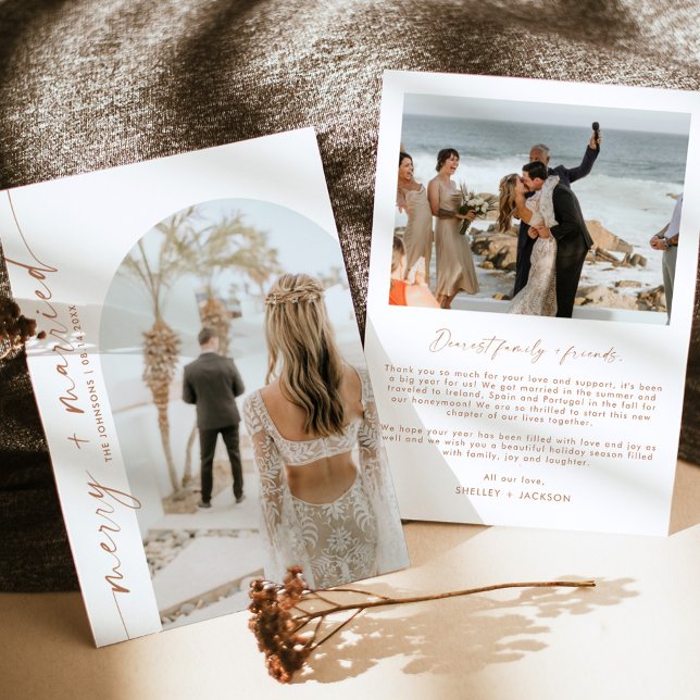 Merry & Married Holiday Christmas Card | Boho Card (Creator Uploaded)