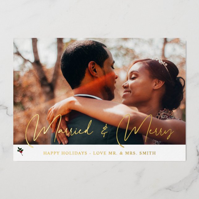 Merry & Married Holly Photo Holiday (Front)