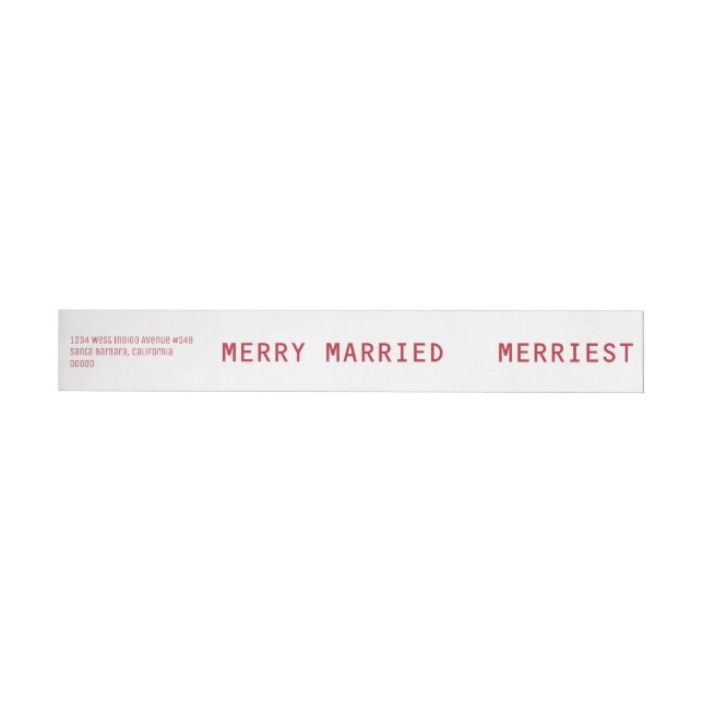 Merry Married Merriest Red Wedding Newlyweds Wrap Around Label (Individual)
