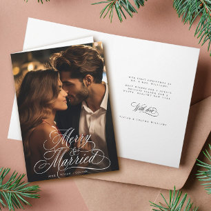Merry & Married Newly Weds First Christmas Photo Holiday Card