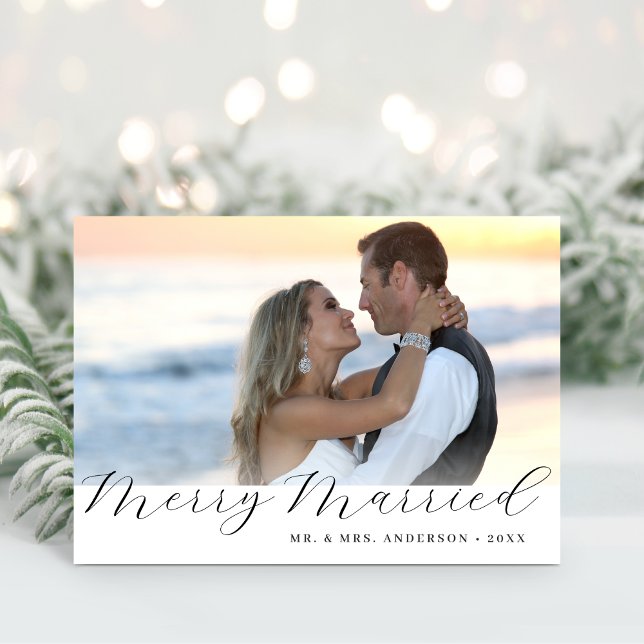 Merry Married Newlywed Christmas Photo Holiday Card (Creator Uploaded)
