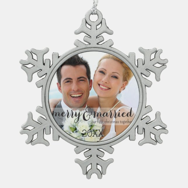 Merry & Married Our First Christmas Ornament (Front)