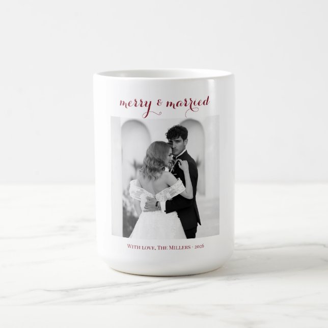 Merry & Married - Personalised Newlywed Christmas  Coffee Mug (Center)