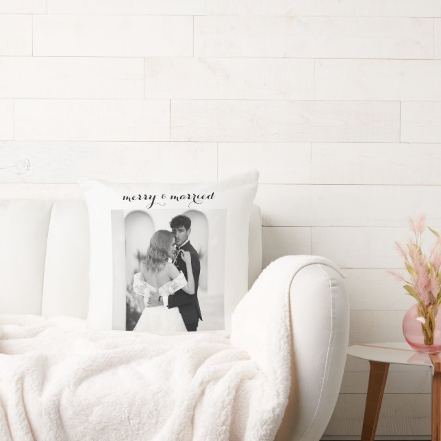 Merry & Married - Personalised Newlywed Christmas  Cushion (Couch)
