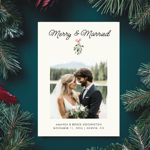 Merry & Married Personalised Newlywed Wedding Holiday Card