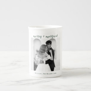 Merry & Married - Personalized Newlywed Christmas  Bone China Mug