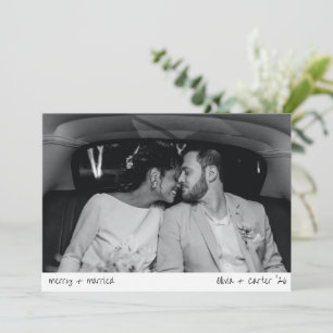 Merry Married Photo Handwriting Simple Christmas Holiday Card