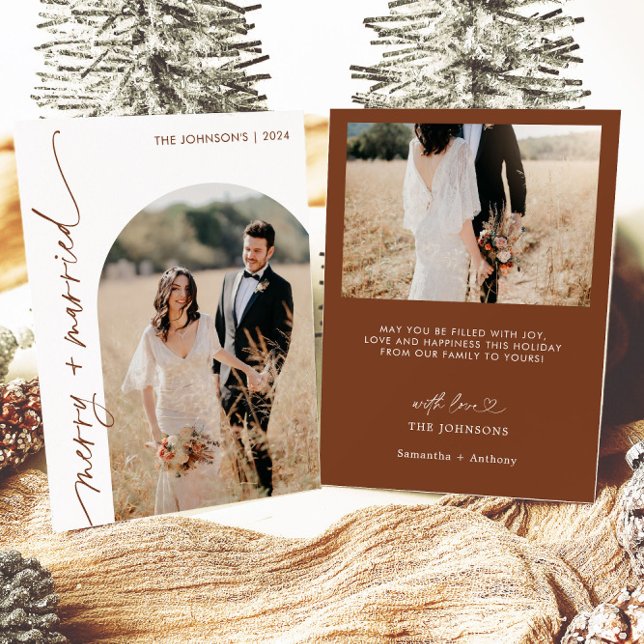 Merry & Married Photo Holiday Christmas Card (Creator Uploaded)