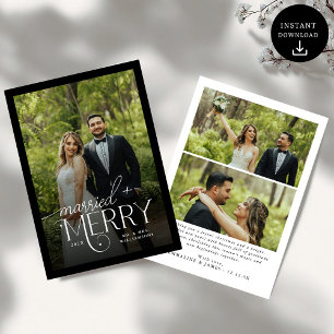 Merry & Married Photo Newlyweds Christmas Holiday Card