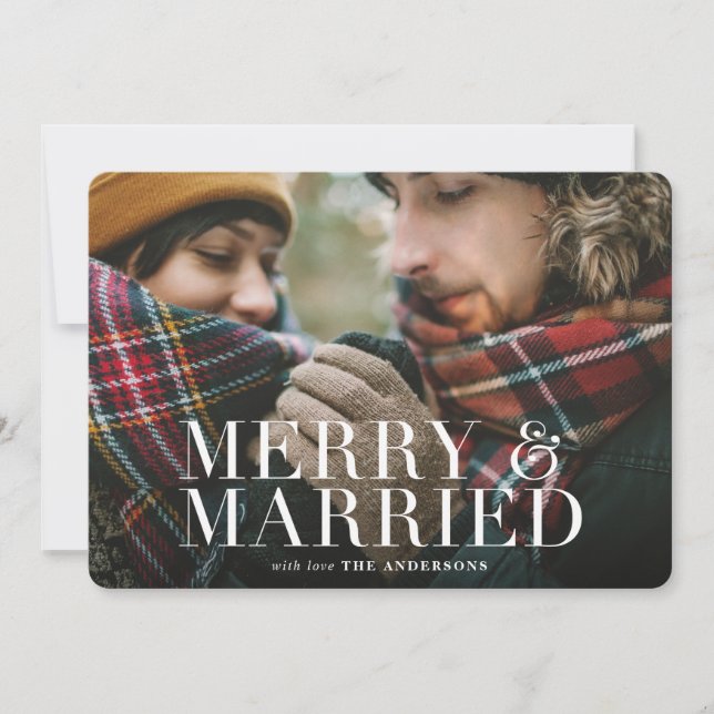 Merry & Married red plaid photo card (Front)