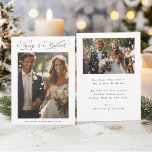 Merry & Married Romantic Script 2 Photo  Holiday Card<br><div class="desc">Modern elegant calligraphy holiday photo card with an additional photo and text on the back.  For more advanced customisation of this design,  please click the BLUE DESIGN TOOL BUTTON above!</div>