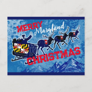Merry Maryland flag Christmas postcard