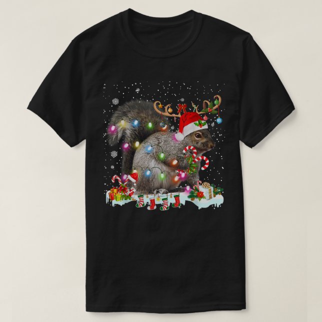 Merry mas squirrel Christmas XMas christmas light  T-Shirt (Design Front)