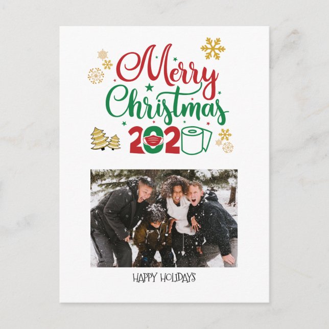 Merry & Masked Christmas 2020 | Photo Holiday Postcard (Front)