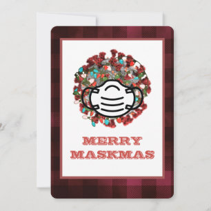 Merry Maskmas COVID Decorated Pathogen Mask Xmas Holiday Card