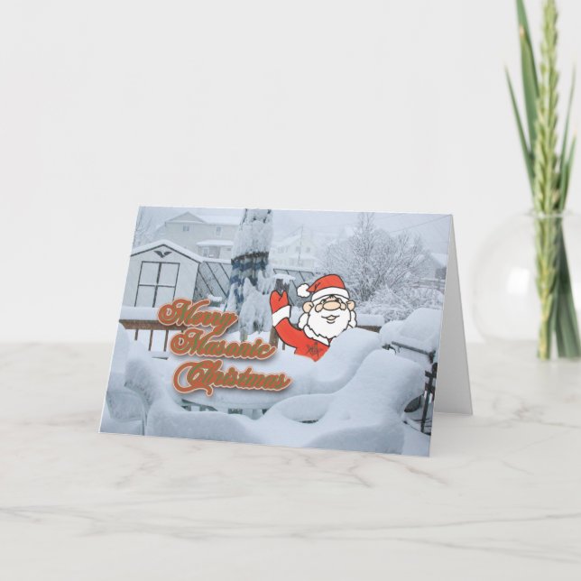 Merry Masonic Christmas Holiday Card (Front)