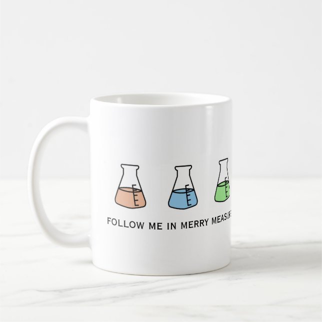 Merry Measure Chemistry Science Erlenmeyer Holiday Coffee Mug (Left)